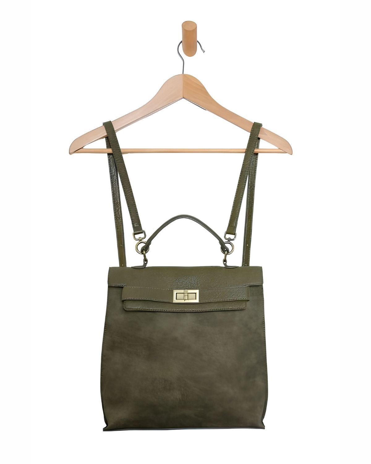 Robin Turnlock Backpack in Dark Olive