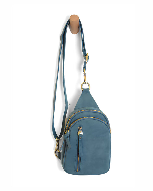 Faux Suede Skyler Sling Bag in Teal