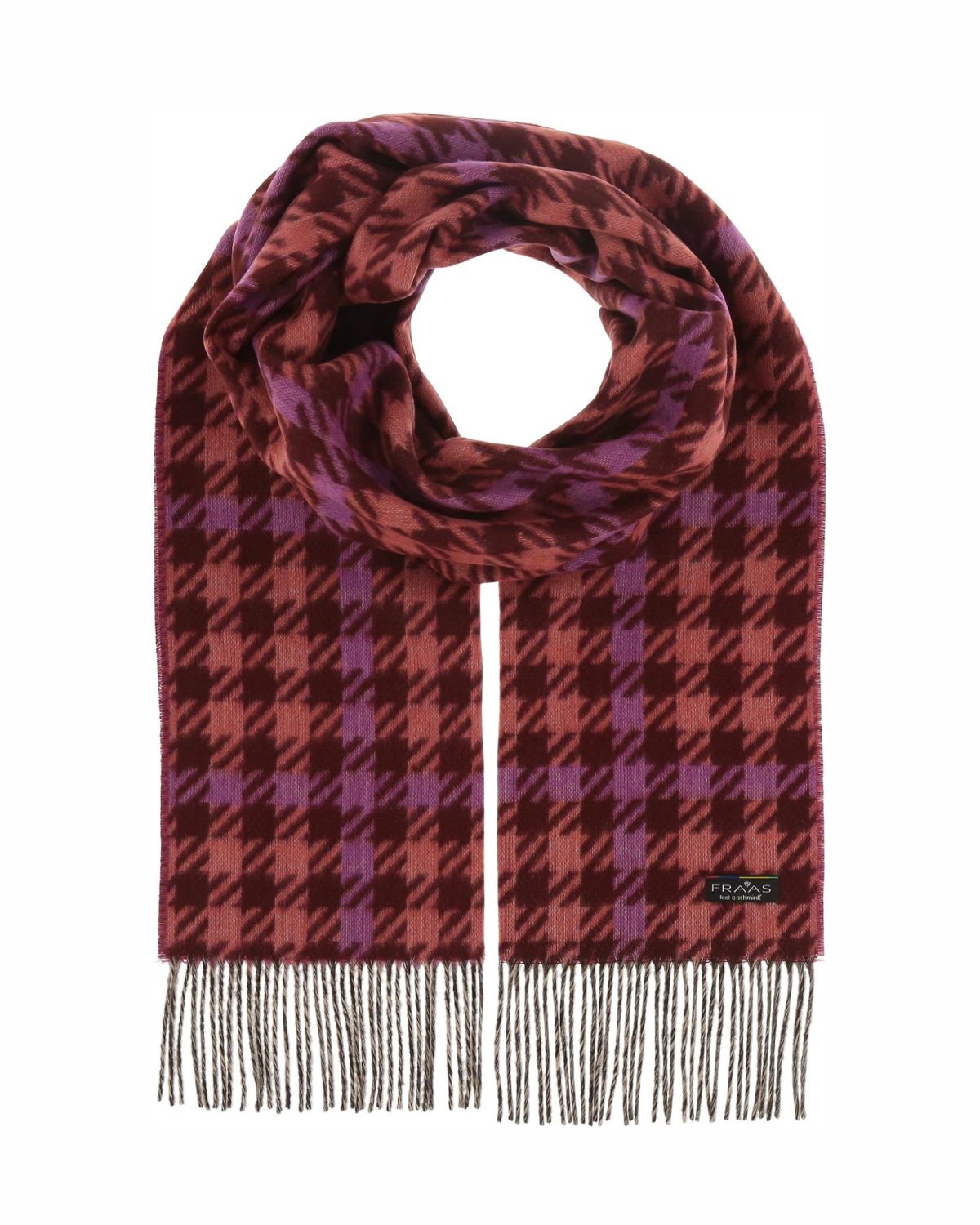 Houndstooth Check Cozy Scarf in Barberry