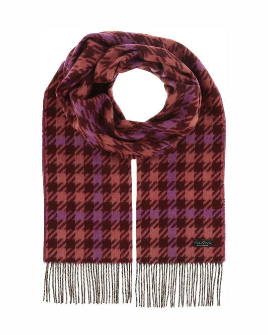 Houndstooth Check Cozy Scarf in Barberry