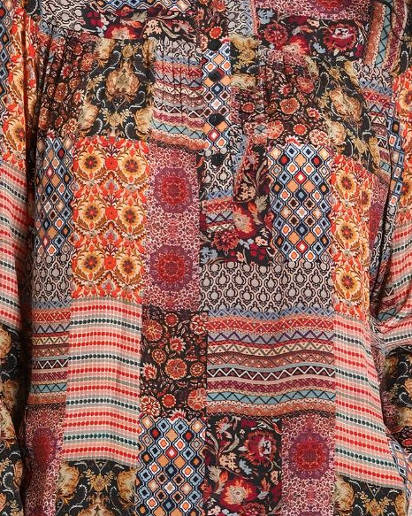 Button-Up Blouse in Multi Mix Print | APNY