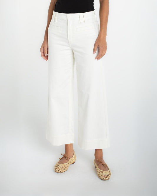 High Rise Wide Leg Crop in Cream | Liverpool