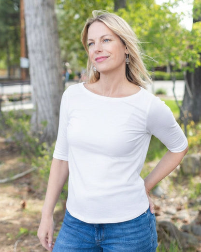 Elbow Sleeve Tee in White | Cut•Loose