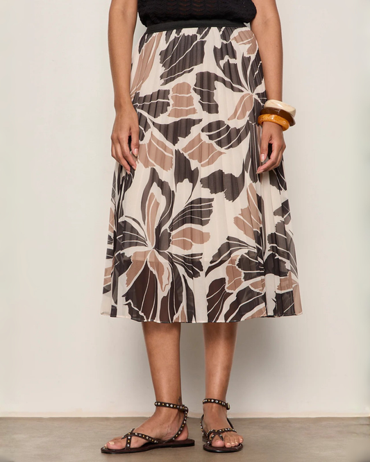 Pleated Midi Skirt in Lotus Print | Sanctuary