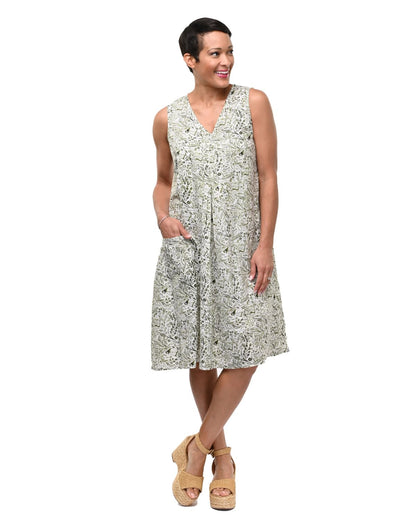 Poppy Dress in Moss Quail Print | Tulip