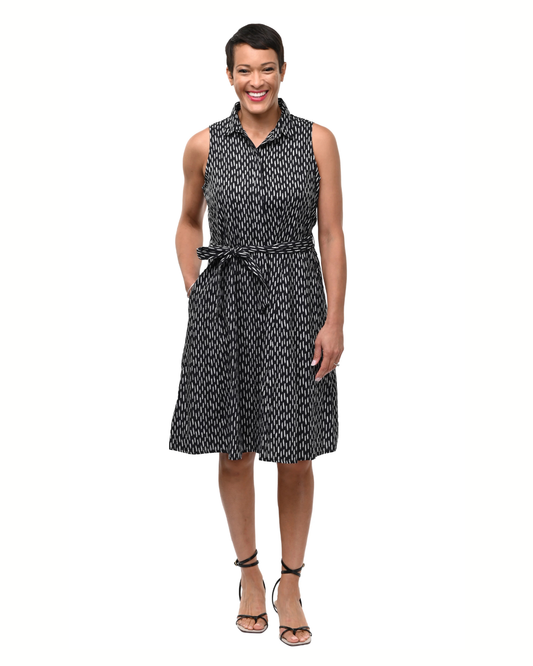 Christine Dress in Black Dashed Line | Tulip