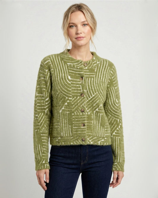 Cozy Cardigan in Olive Abstract | APNY