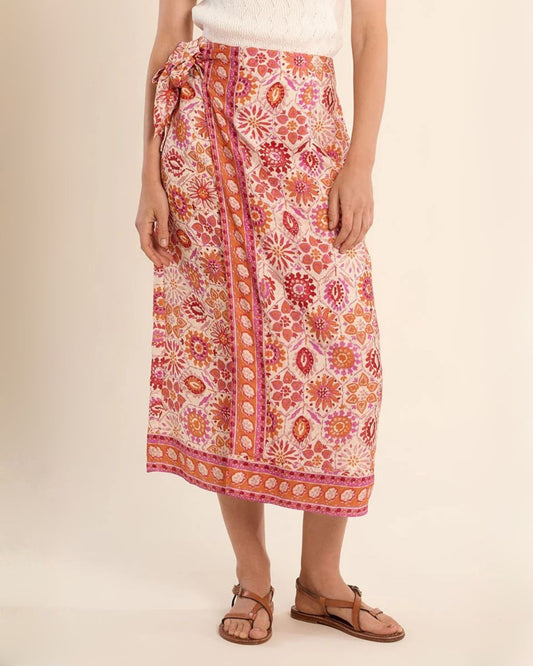Pink & Orange Medallion Wrap Skirt