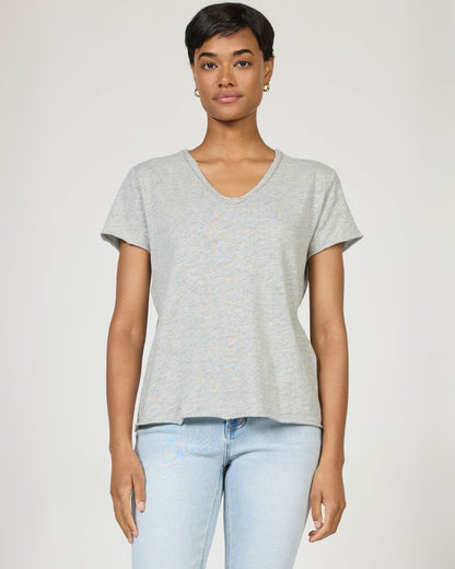 Vanya V-Neck Tee in Heather Grey | Dear John