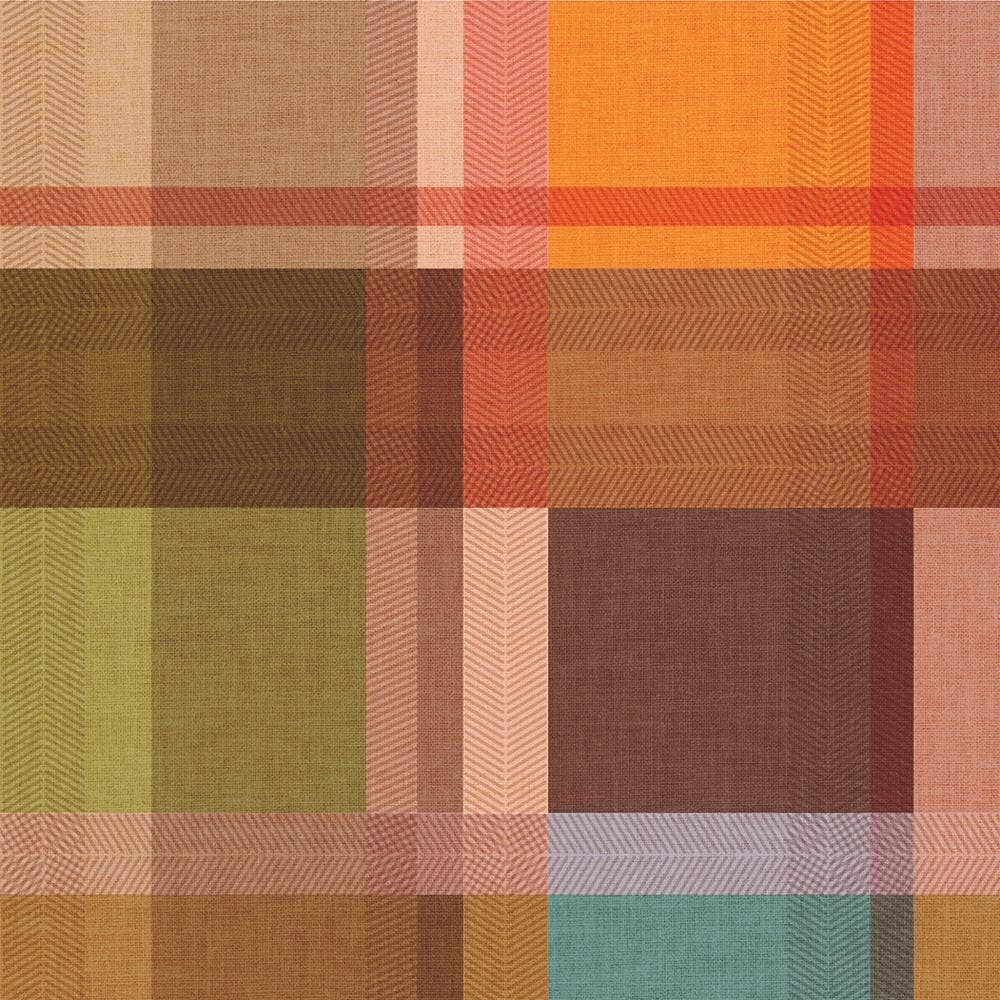 Orange Plaid Beverage Napkins