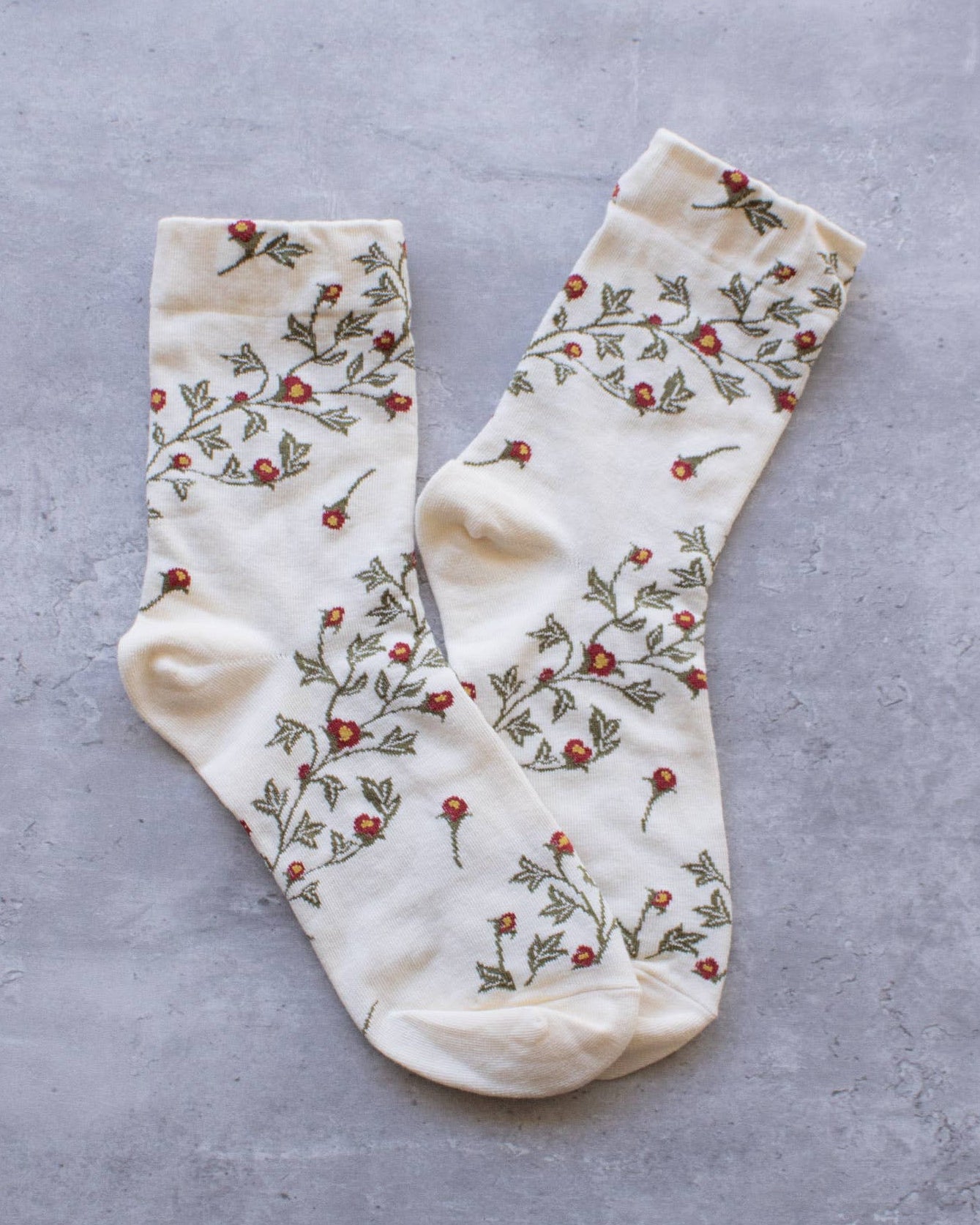 Cream Vintage Floral Socks