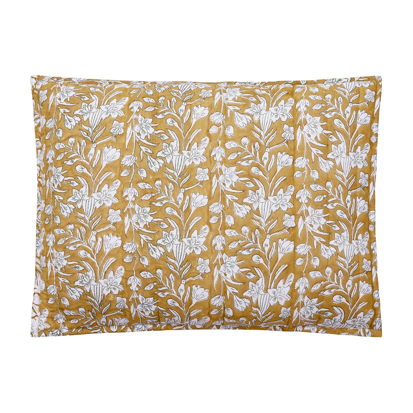 Block Print Sketched Floral 3-Piece Quilt Set
