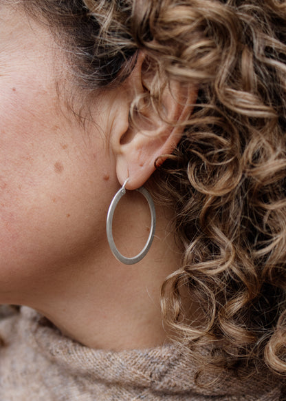 Flat Medium Hoop Earrings