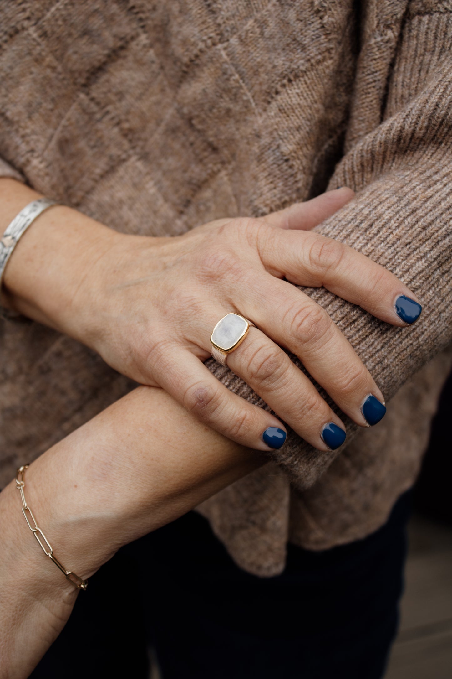 Rainbow Moonstone Ring