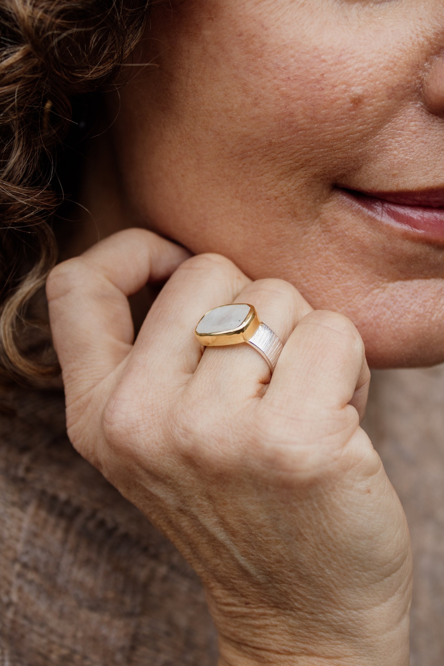 Rainbow Moonstone Ring