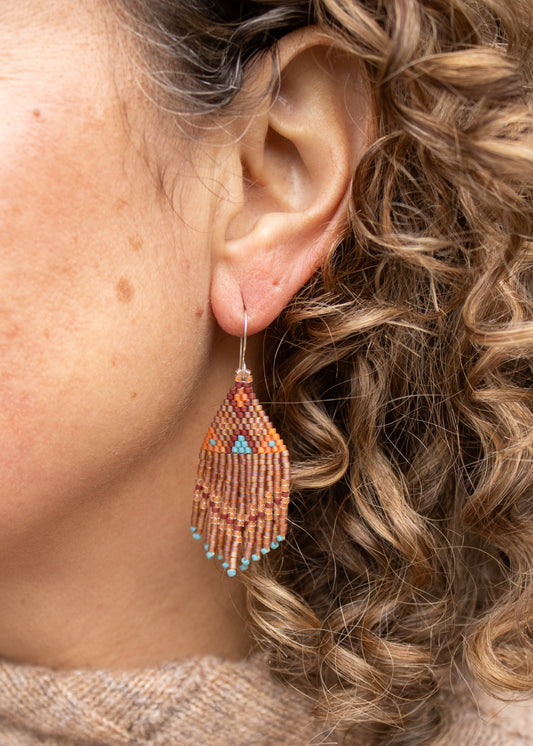 Rust & Turquoise Beaded Earrings