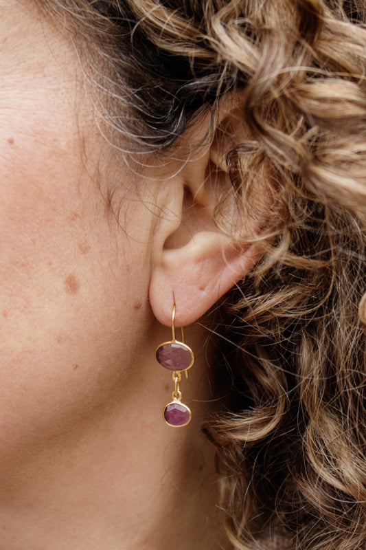 Two Tone Ruby Earrings