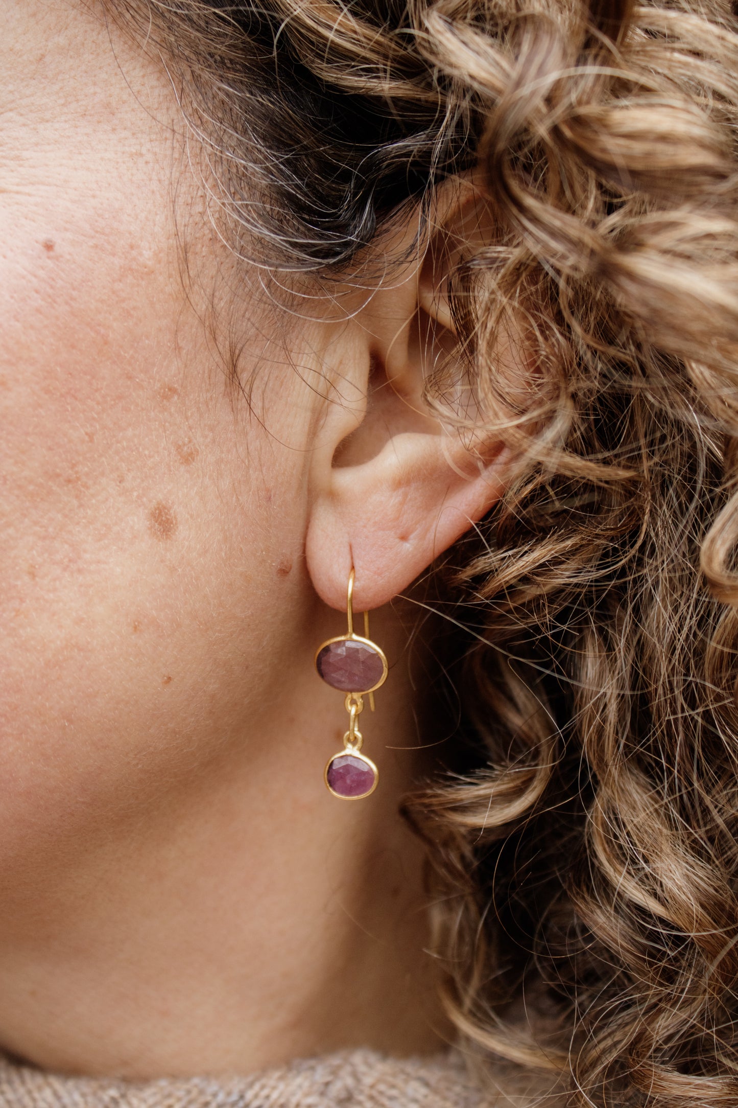 Two Tone Ruby Earrings