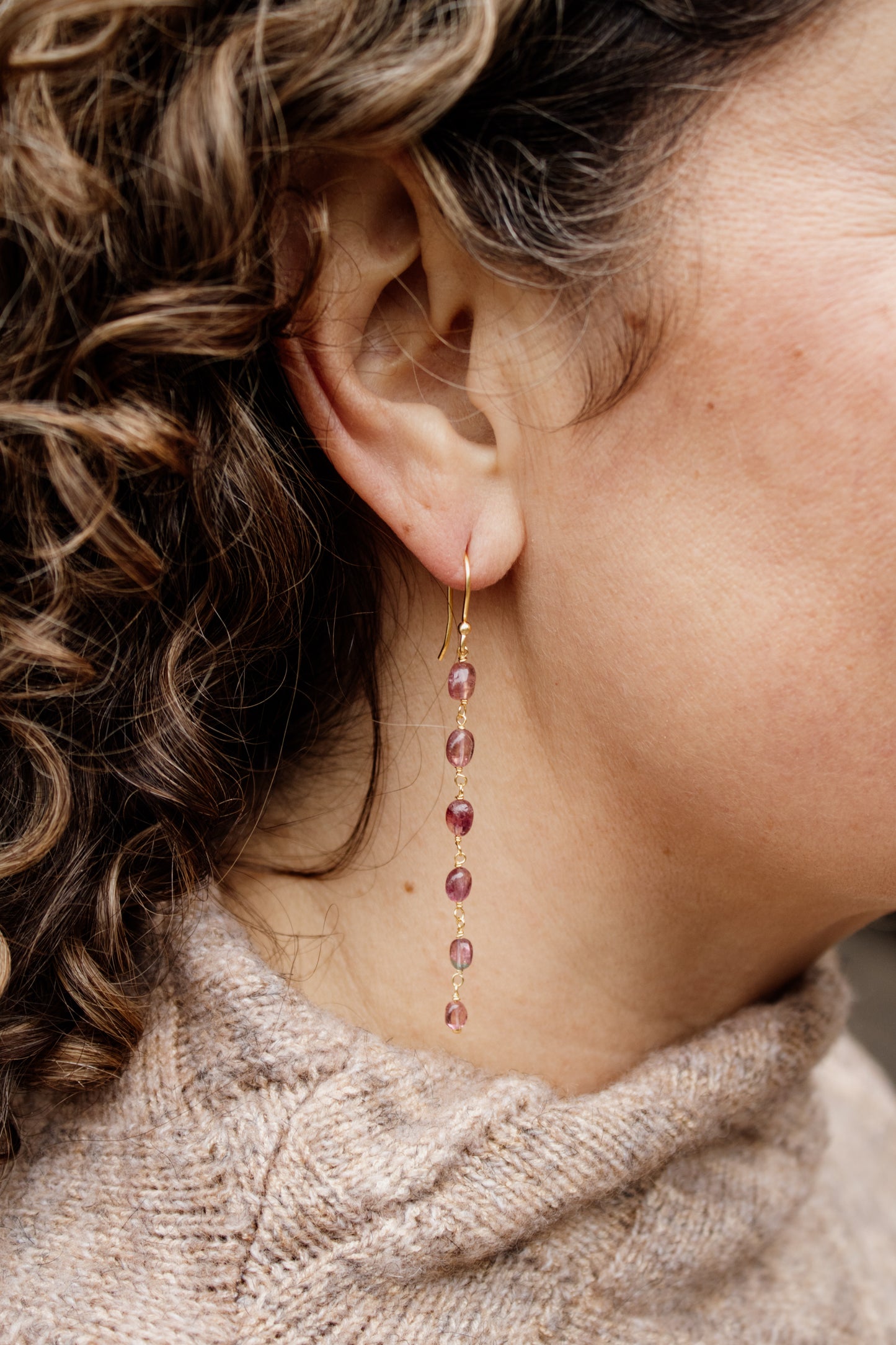 Pink Tourmaline Dangle Earrings