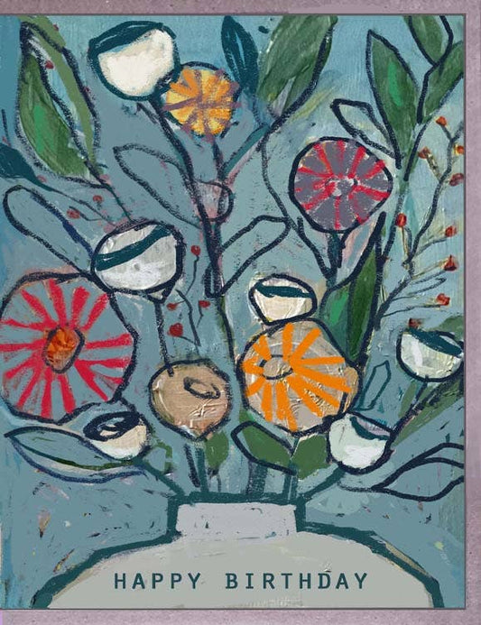 Blue Flowers Birthday Card