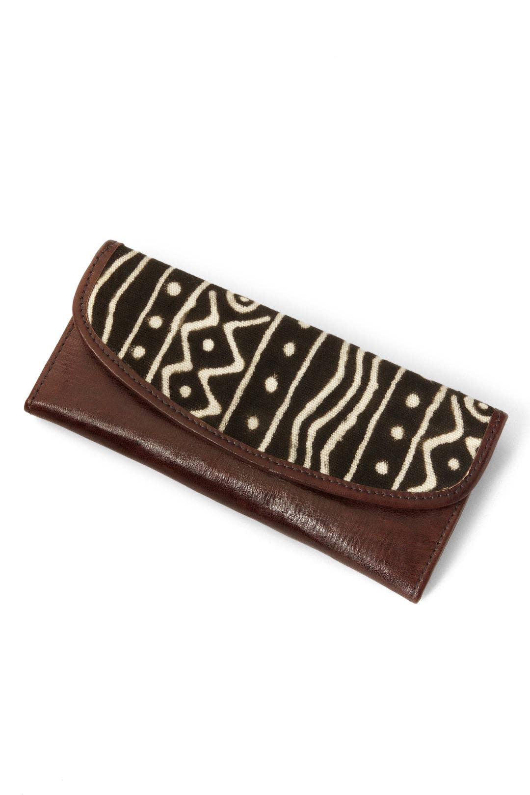 Black & White Mudcloth & Leather Wallet