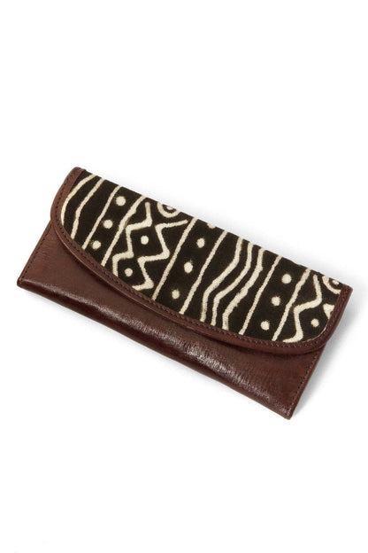 Black & White Mudcloth & Leather Wallet