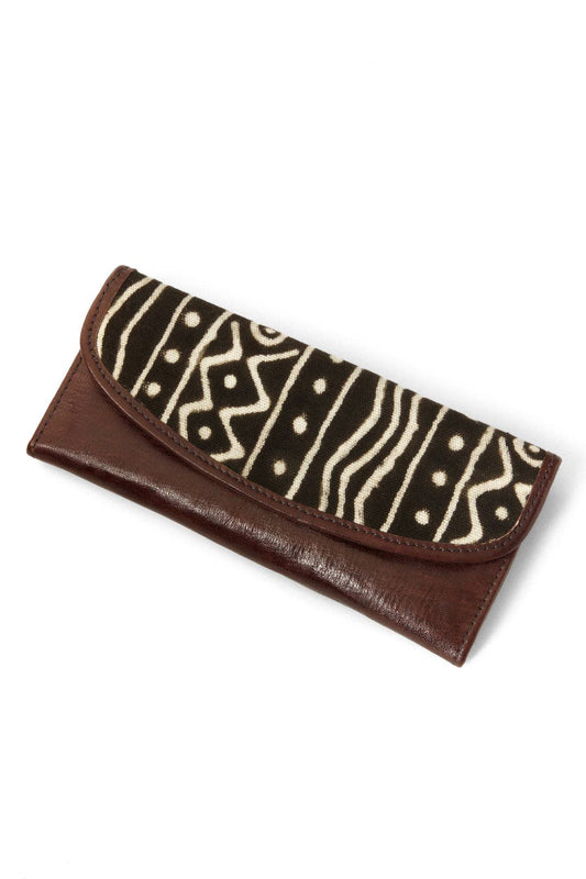 Black & White Mudcloth & Leather Wallet