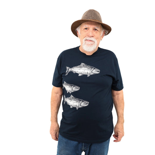 Swimming Salmon Tee in Navy