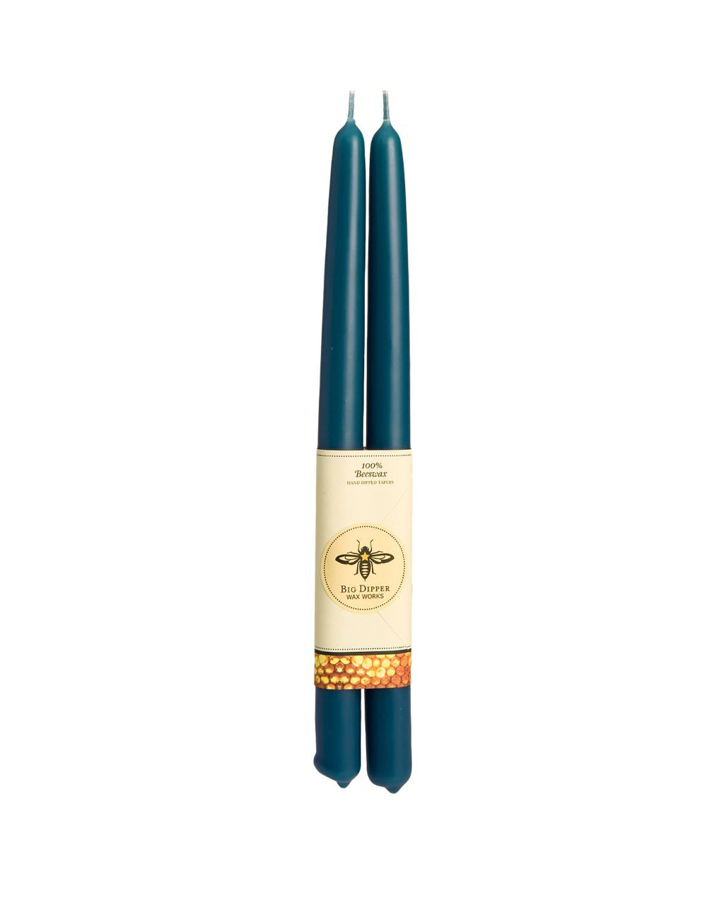 Set of Two Beeswax Taper Candles in Teal