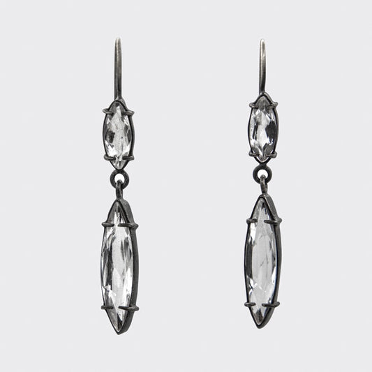 Quartz Faceted Marquis Drop Earrings