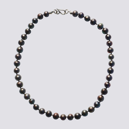 Knotted Grey Pearl Necklace