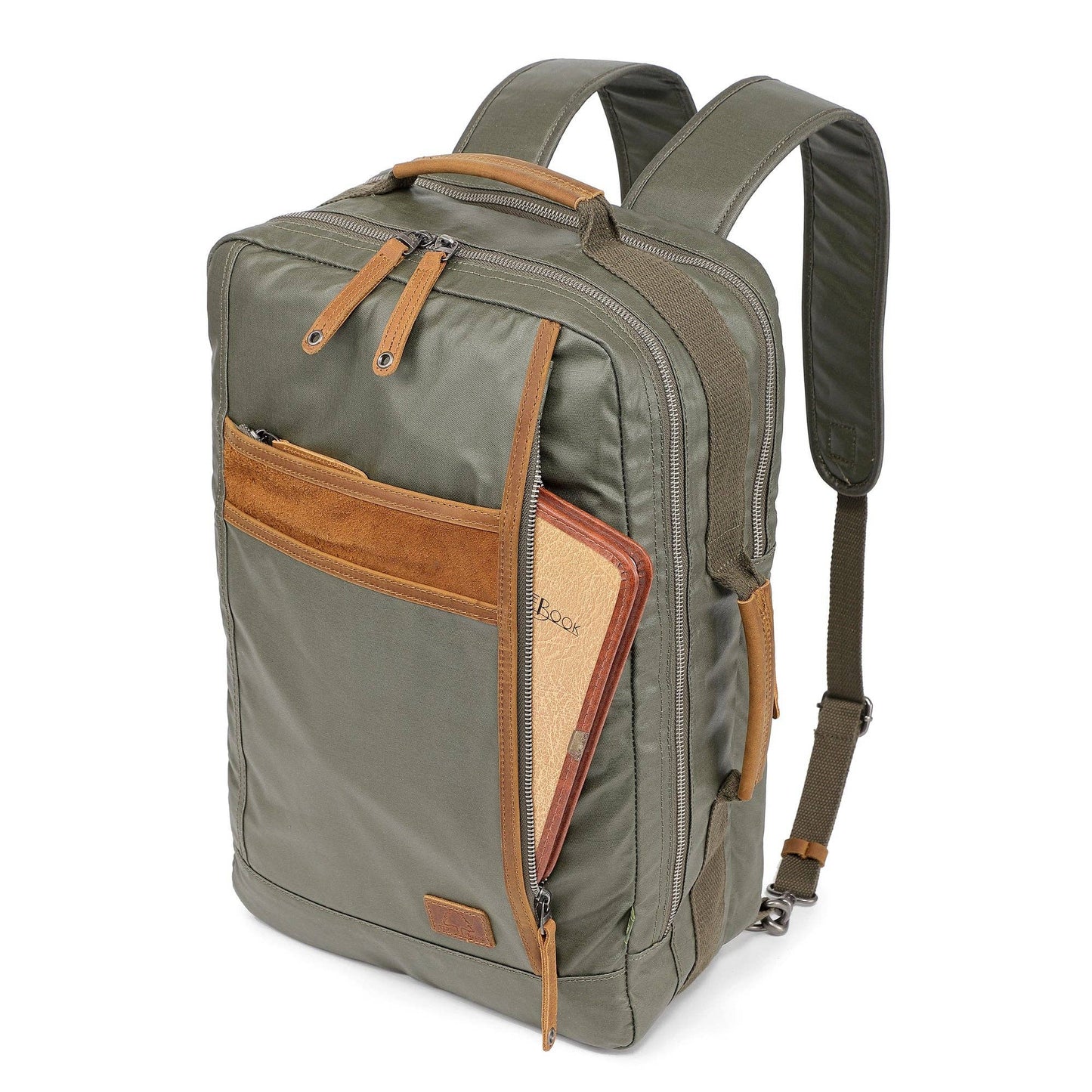 Madrone Coated Canvas Backpack in Army Green