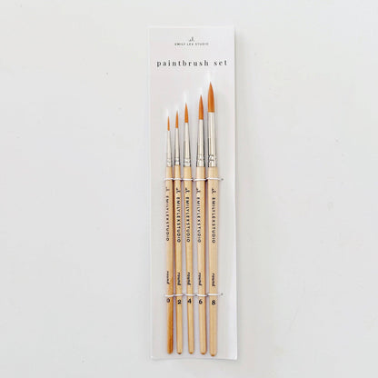Set of Five Watercolor Paintbrushes