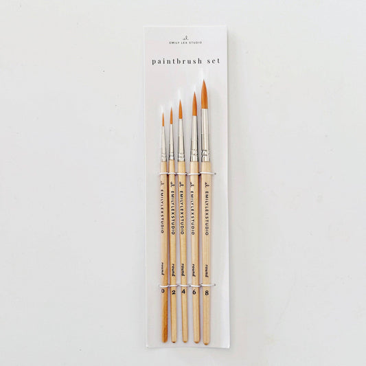 Set of Five Watercolor Paintbrushes