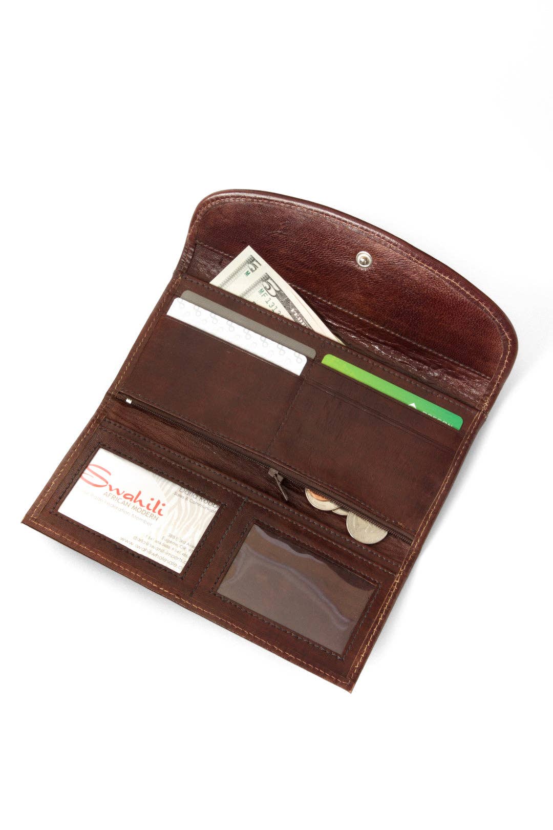 Black & White Mudcloth & Leather Wallet