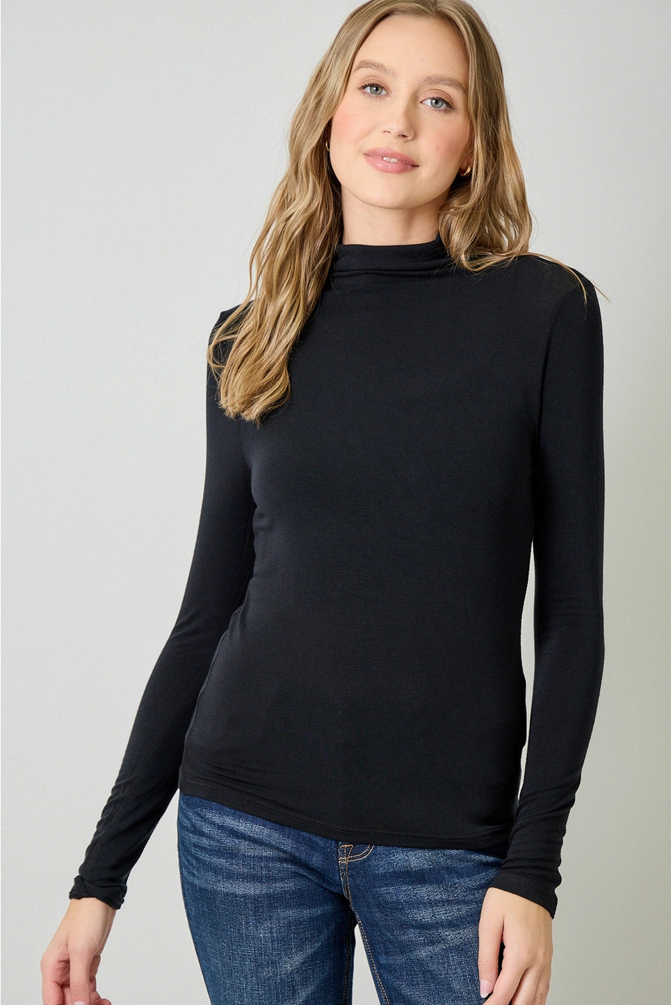 Essential Mock Neck Top in Black