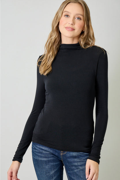 Essential Mock Neck Top in Black