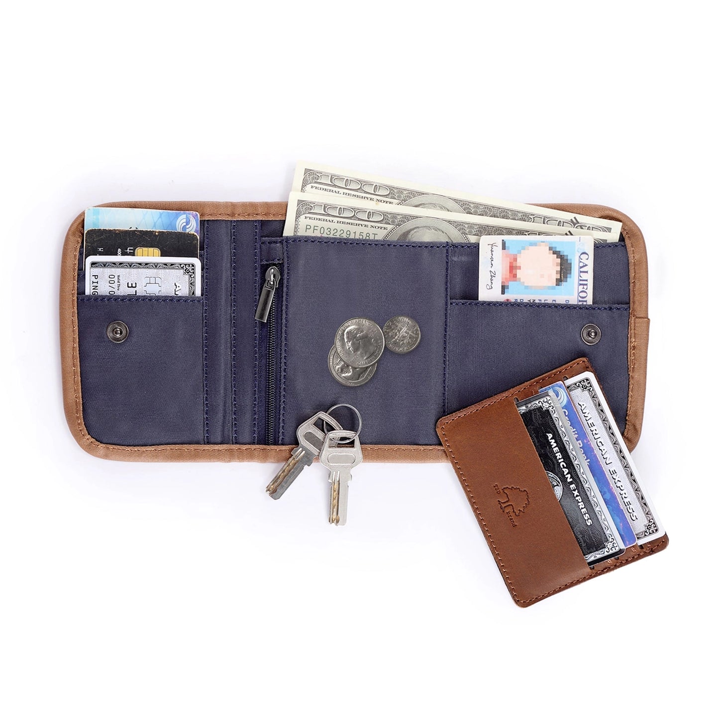 Coated Canvas Wallet in Navy