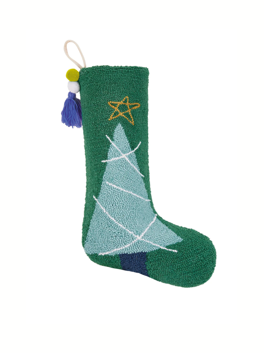 Christmas Tree Stocking With Pom Tassel