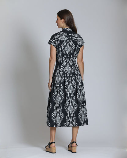 Black & White Tie Front Midi Dress | APNY