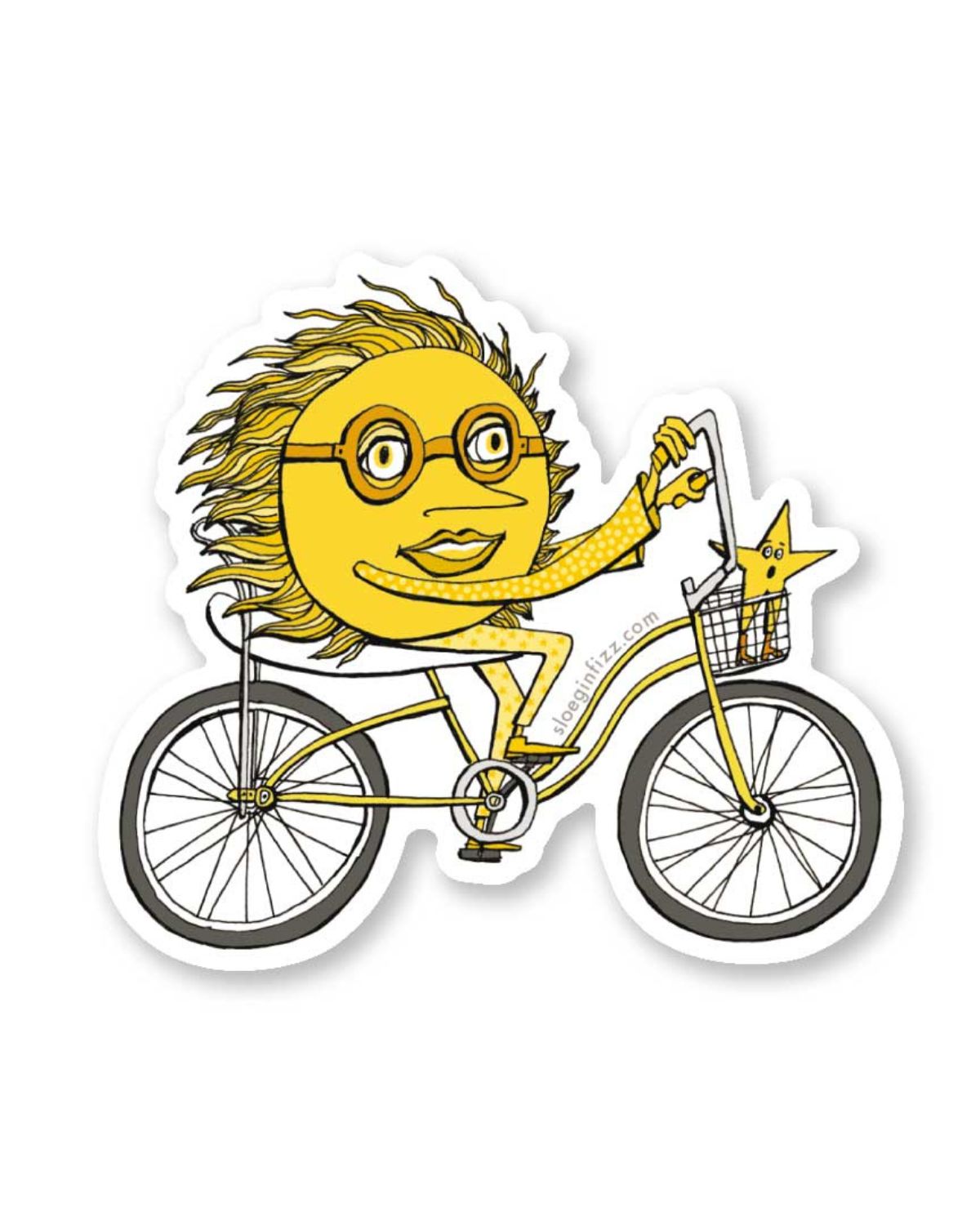 Sun on a Banana Seat Bicycle Sticker