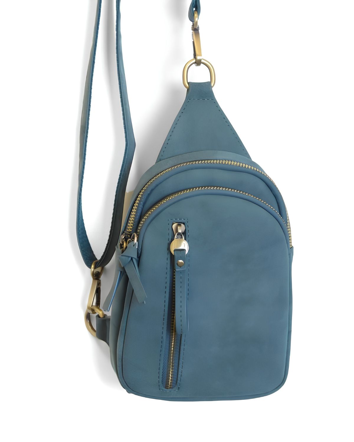 Faux Suede Skyler Sling Bag in Teal