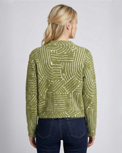 Cozy Cardigan in Olive Abstract | APNY