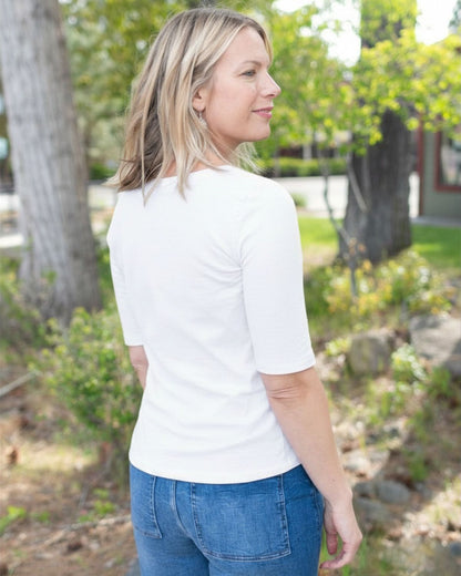 Elbow Sleeve Tee in White | Cut•Loose