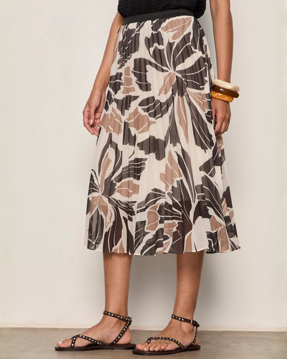 Pleated Midi Skirt in Lotus Print | Sanctuary