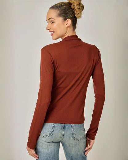 Essential Mock Neck Top in Rust