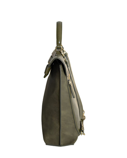 Robin Turnlock Backpack in Dark Olive