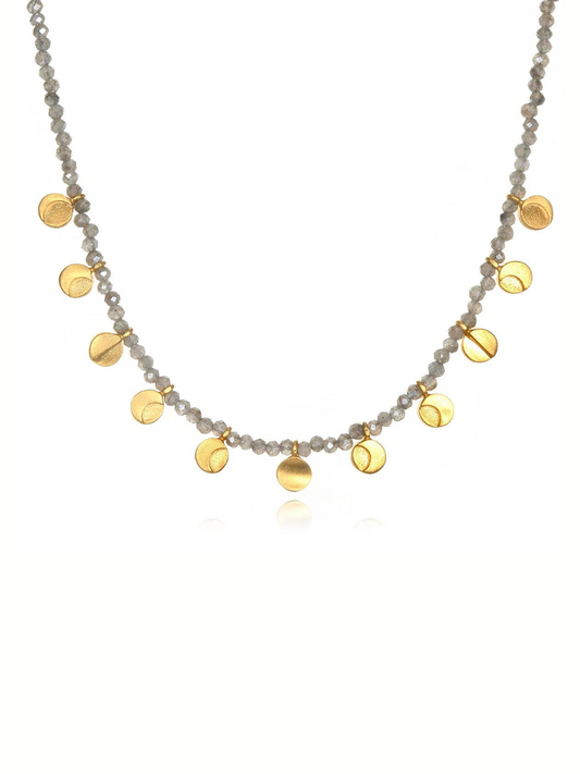 Labradorite Gold Moon Phase Choker Necklace | Satya