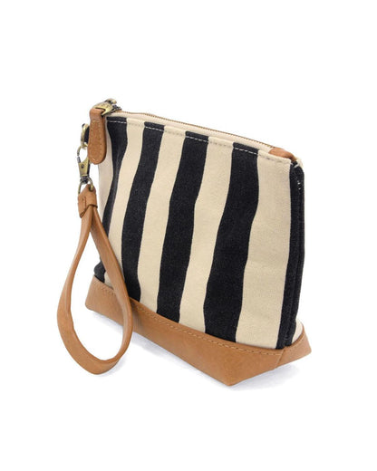 Black Stripe Canvas Wristlet