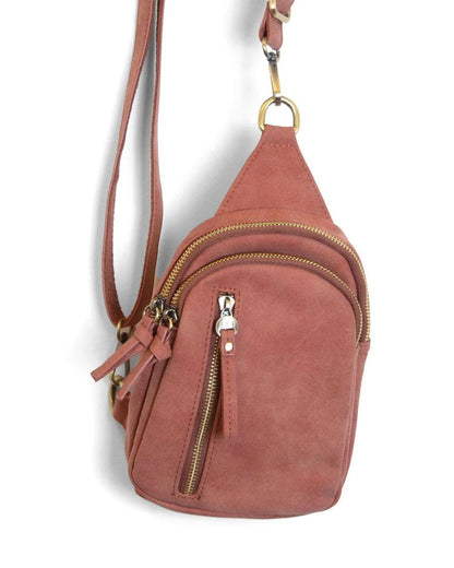 Faux Suede Skyler Sling Bag in Spice